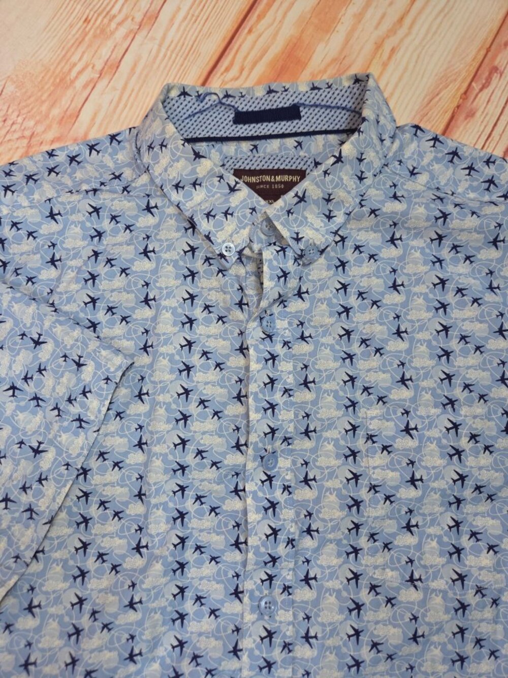 Johnston & Murphy Short Sleeve Airplane Print Shirt Size XXL